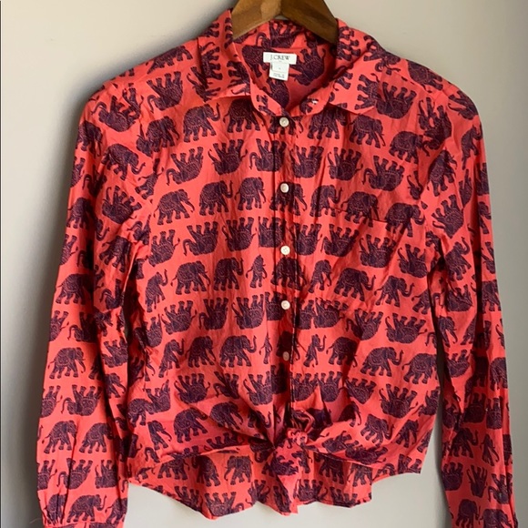 J. Crew Tops - J.Crew Elephant Tie Front Top SZ S